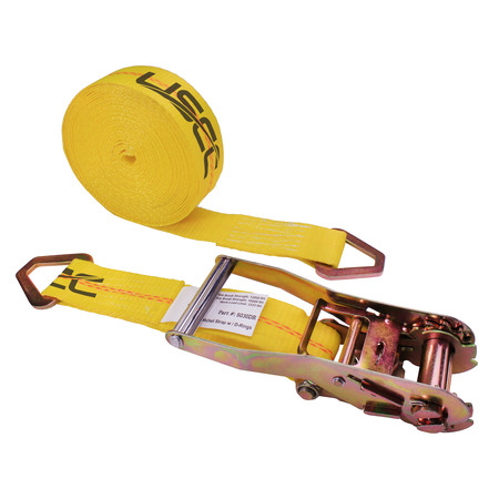 US CARGO CONTROL 2" x 30' Yellow Ratchet Strap w/ D-Rings 5030DR-Y